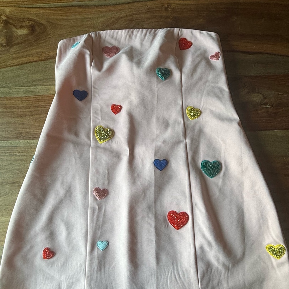 Maeve Light Pink Mini Dress with Multicolor Heart Details